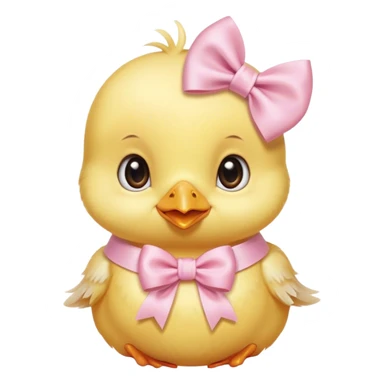 CuteBaby chick with light pink bow around neck sticker