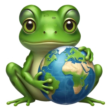 Frog holding a globe sticker