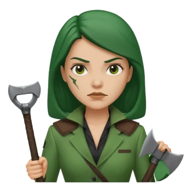 female executioner in green suit sticker