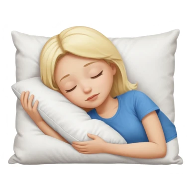 Blonde white skin girl white pillow sleeping white tshirt sticker