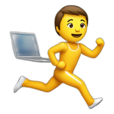 Running man with laptop sticker