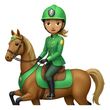 Emoji of a woman riding a green horse sticker