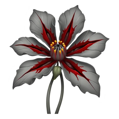 Grey creepy flower with red and blood on inside sticker