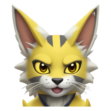 Yellow lombax-Zeraora-Renamon-cat sticker