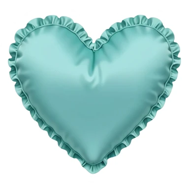 Light turquoise silk heart shaped pillow with ruffles sticker