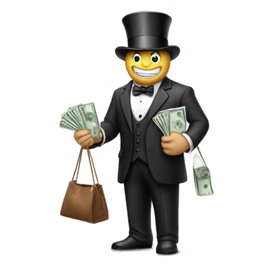 A monopoly man holding a money bag  sticker