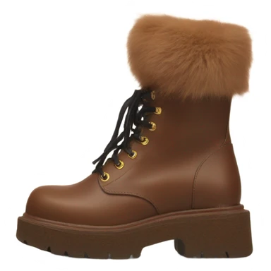Platform UNIF boots brown fur sticker