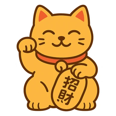 Gold Chinese lucky cat in a flat toon style  sticker