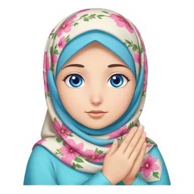 Turkish beautiful finish Konya girl blue eyes with floral hijab and dua  sticker