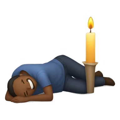 man lying on the floor with candle sticker