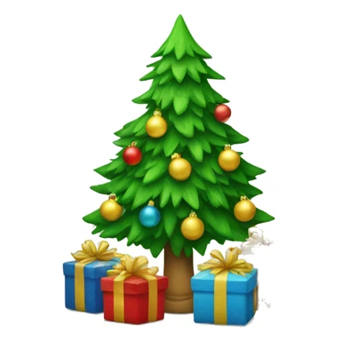 Green Christmas tree with ornaments and presents sticker