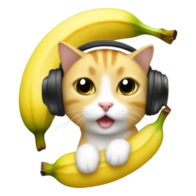 I want a cat with headset crying in a banana form sticker