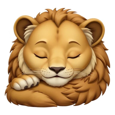 Meme-Worthy Cute Sleeping Lion Cub Portrait Emoji, Head resting peacefully with a contented smile, showcasing a robust build and a luxuriously soft tawny Fur with a flowing mane, eyes shut in a serene, restful nap, Simplified yet hilariously adorable features, highly detailed, glowing with a soft, drowsy light, high shine, relaxed and utterly lovable, stylized with an air of playful laziness, bright and heartwarming, soft glowing outline, capturing the essence of a comically sleepy Lion Cub, so meme-worthy it feels like it could instantly become the next viral sensation of adorable slumber! sticker