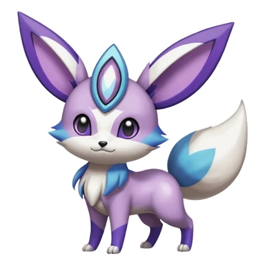 Shiny White with Violet and Indigo markings Meloetta-Eevee-Minccino-Zangoose-Pokémon-Fakémon-fusion-hybrid-creature sticker