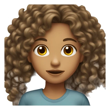 YOUNG Tan skinned girl with long dark brown curly hair sticker