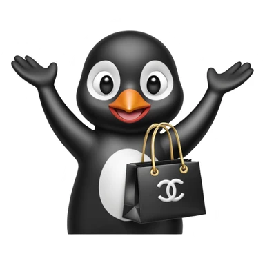 pingu holding Chanel gift bags sticker