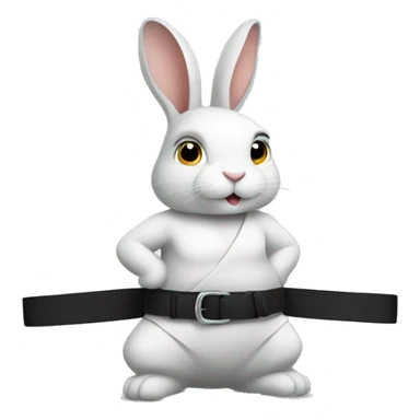 Rabbit wearing a black belt sticker