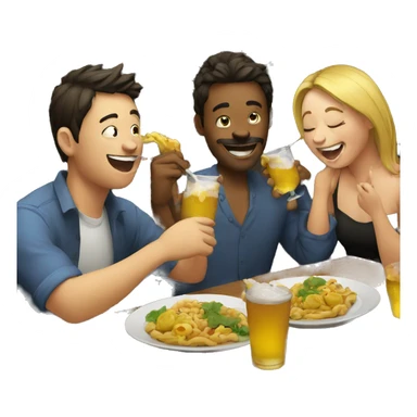 people drunk and eating happily sticker
