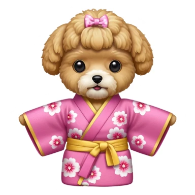 Maltipoo with a pink kimono  sticker