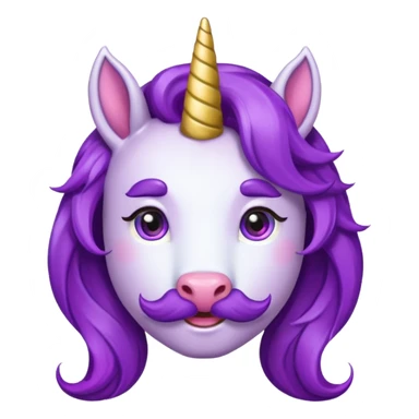 unicorn face with big thick mustache cute and purple haired and earrings sticker