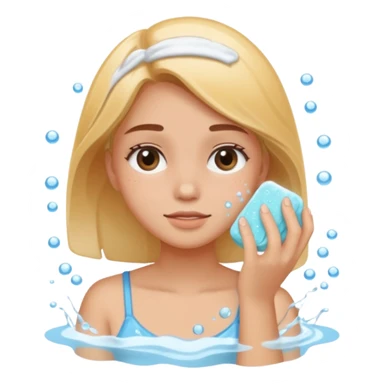 puedes crear un sticker de una chica lavandose la cara sticker