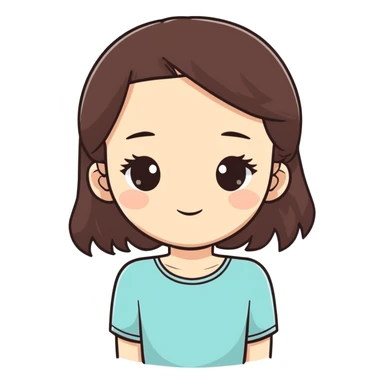 A girl with dark brown hair and white skin sticker