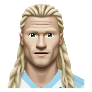 Erling Haaland with long hairs Manchester City sticker