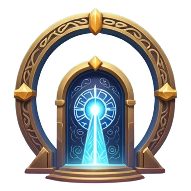 universe gate object icon, gigantic cosmic portal doorway, swirling galaxy energy inside, glowing starry aura, mystical space runes, fantasy sci-fi style, 3D cartoon, mobile game icon style, centered, clean background, no text, no watermark sticker