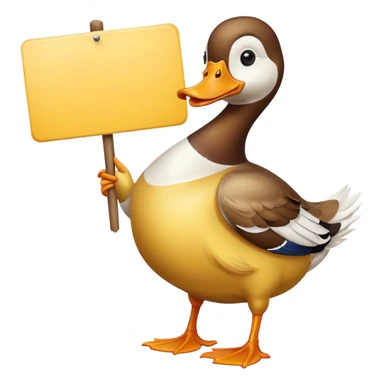 Duck holding large blank sign sticker