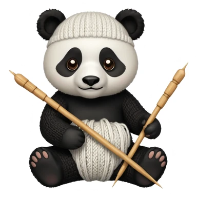 panda creating knitting sticker