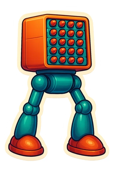 a 6x8 missile battery attached to robot legs sticker