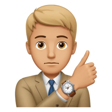 bored man pointing at his watch on his wrist sticker