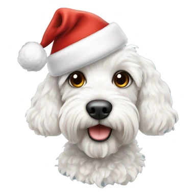 white cockapoo dog with christmas hat  sticker