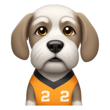 Dog wearing a jersey sticker