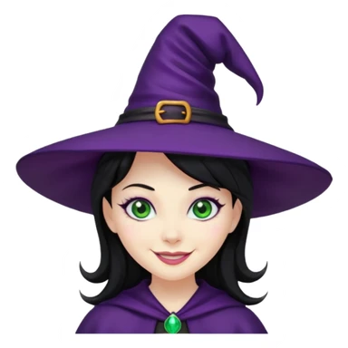 Halloween witch with purple witch hat and black hair sticker