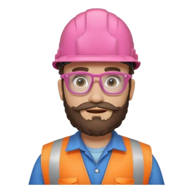 pink curly bearded consturction worker sticker
