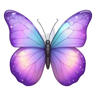 Sparkly Pastel purple-gradient iridescent glass butterfly sticker