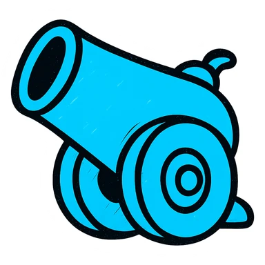 blue cannon, bold and modern look sticker