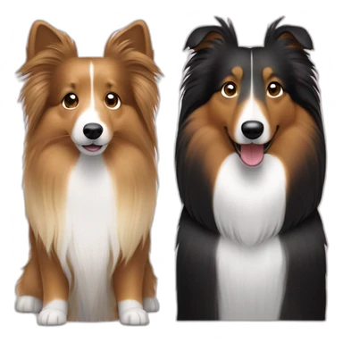 sable sheltie, woman with straight light-bround hair and bi-black sheltie are friends sticker