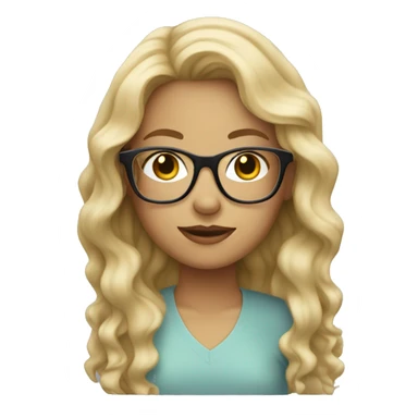 wavy Blonde haired girl with clear glasses sticker