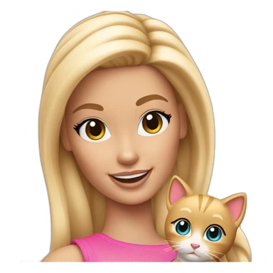 blonde barbie doll winking holding her cat sticker