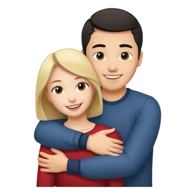 Female hugging Asian guy from behind sticker