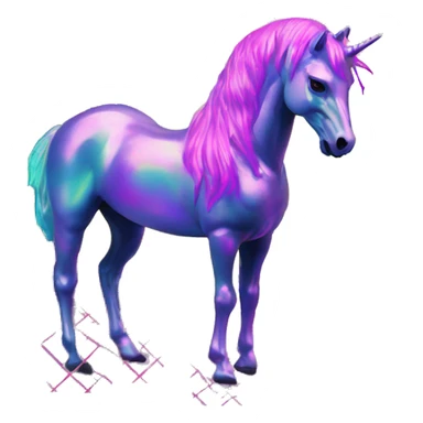 .Zombie_ Vaporwave black holographic oilslick zombie unicorn yellow caution tape sticker