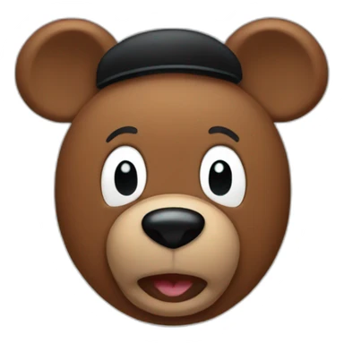 brown bear emoji wearing fake black mickey mouse ears sticker