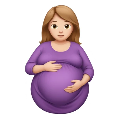 very heavily pregnant overdue woman with very large belly sticker