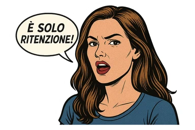 DONNA REALISTICA CHE DICE IN UN FUMETTO ALLA SUA SINISTRA: "è SOLO RITENZIONE!" sticker