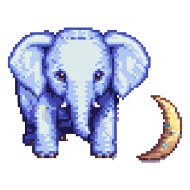 an elephant on the moon, pixel art style sticker
