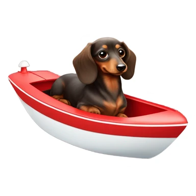 Long haired mini dachshund shaded red in speedboat sticker