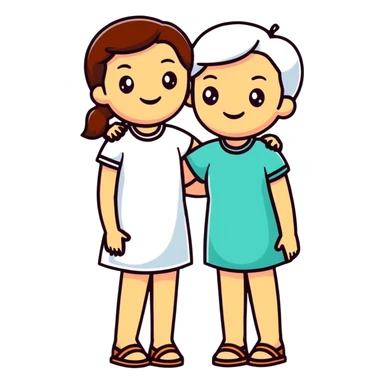 two women friends side by side, friendly, cheerful sticker