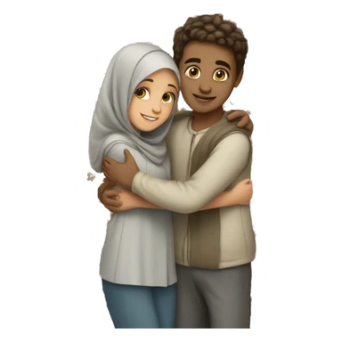 Girl and Boy hugging both are middle eastern sticker